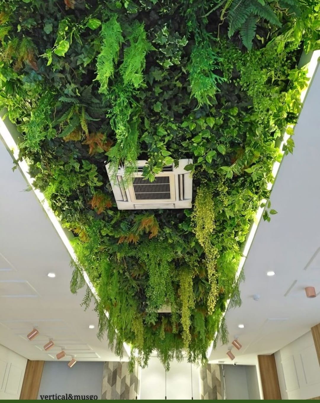 Artificial ceiling greenery installation